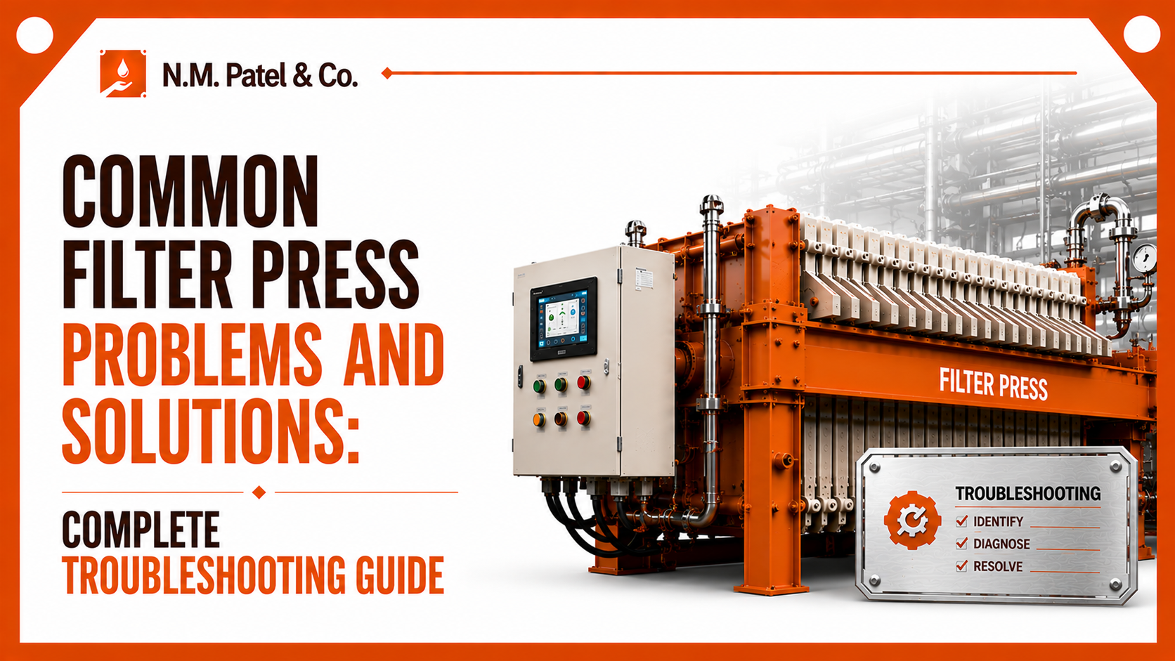 Technician troubleshooting common filter press problems in an industrial filtration system