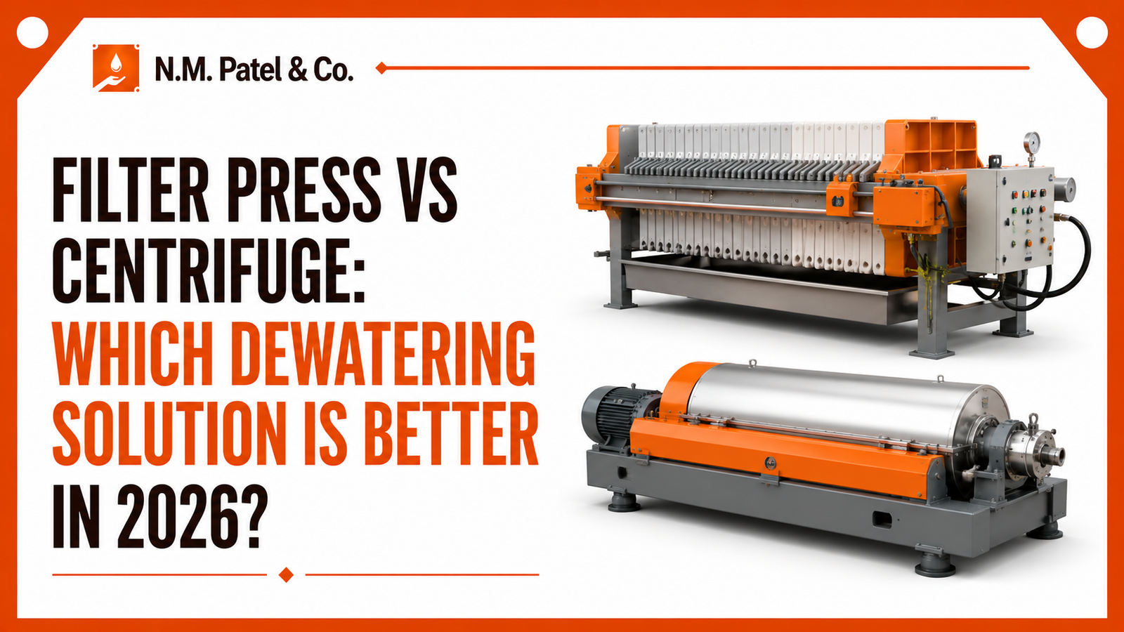 Comparison of industrial filter press and centrifuge dewatering systems highlighting cake dryness, operating costs, energy efficiency, and industrial applications.
